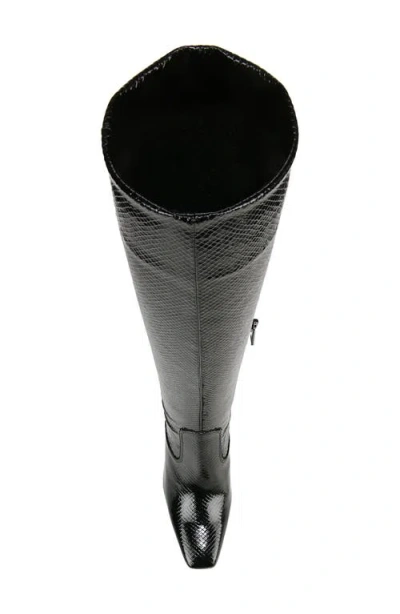 Franco Sarto Bowman Snakeskin Embossed Knee High Boot In Black