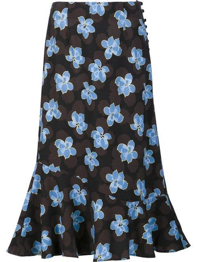 Shop Suno Floral Print Skirt - Black