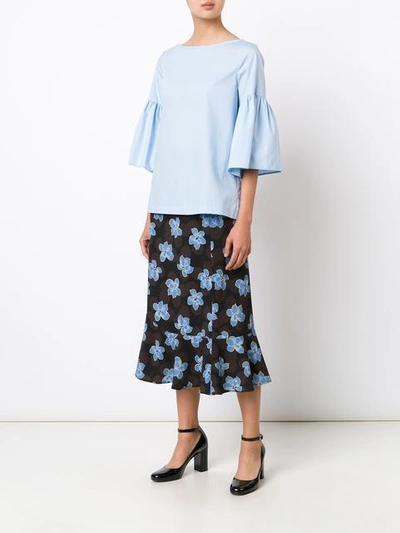 Shop Suno Floral Print Skirt - Black
