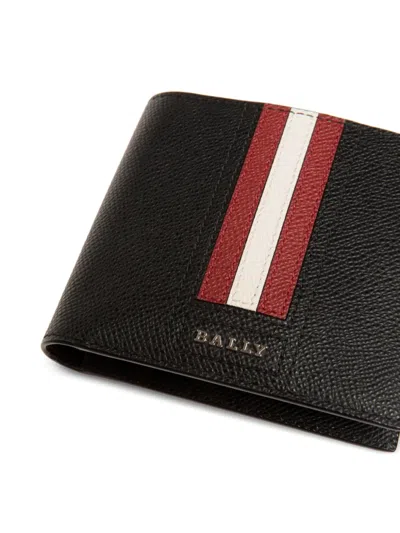 Bally Stripe Leather Wallet In Black