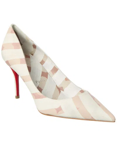 Christian Louboutin Miss Z Printed Cotton Red Sole Pumps In White