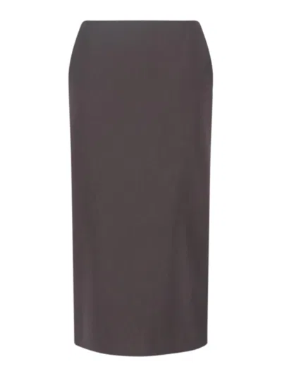 Giorgio Armani Knee-length Tailored Skirt With Subtle Back Slit In Brown