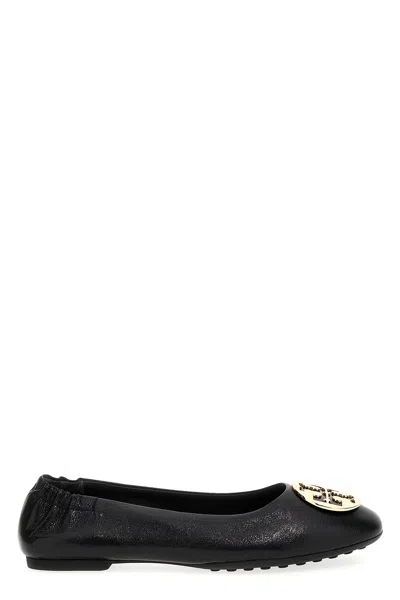Tory Burch Minnie Travel Ballet With Metal Logo In Black