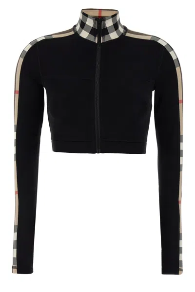 Burberry Check Print Cropped Top In Black