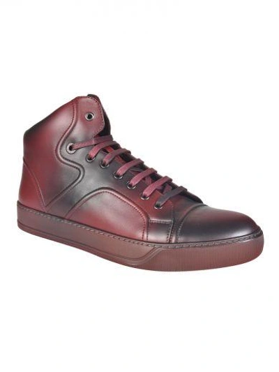 Shop Lanvin Spray Paint Hi-top Sneakers In Rosso Scuro/nero