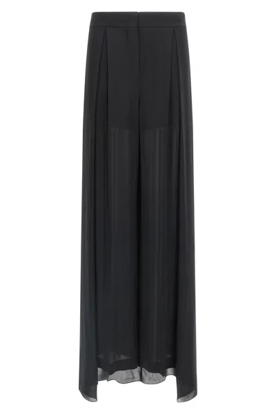 Alberta Ferretti High-waisted Silk Georgette Palazzo Pants With Asymmetrical Back Panel In Black