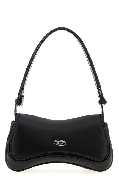 Diesel Curved Silhouette Clutch With Adjustable Strap In Black