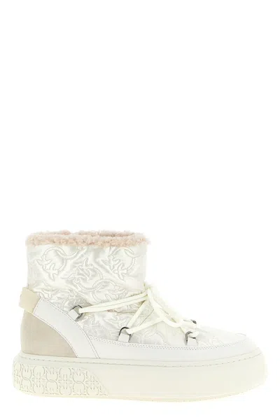 Pinko Yoko 19 Quilted Ankle Boots In White