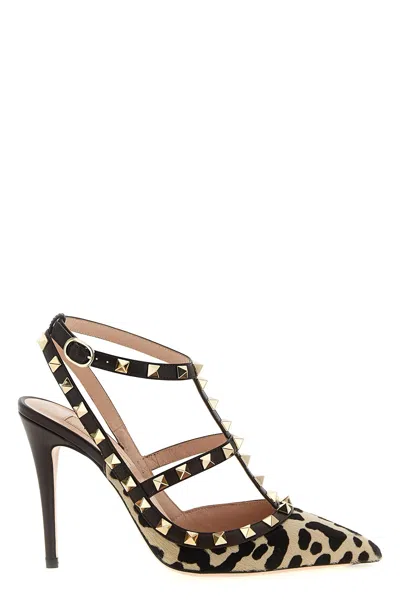 Valentino Rockstud Pumps In Animal Print In Neutral