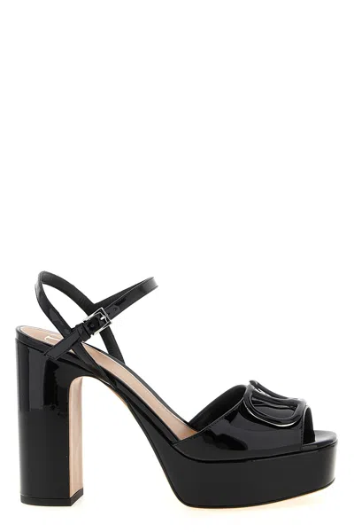 Valentino Garavani Valentino Vlogo 115 Patent Platform Sandal In Black
