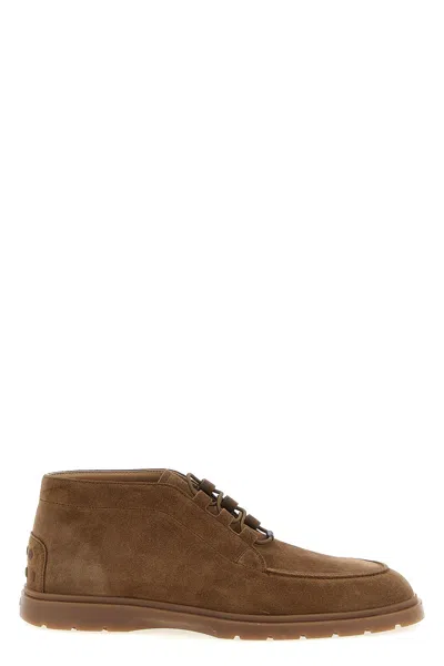 Tod's Leather Ankle Boots Suitable For Desert Terrain In Brown