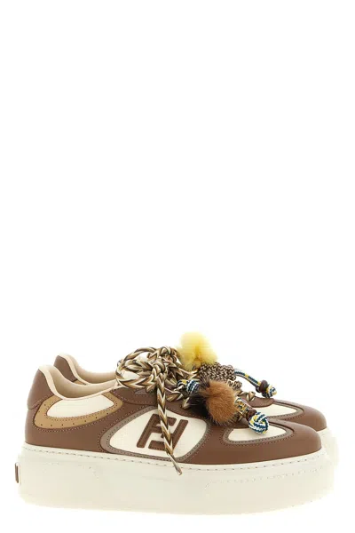 Fendi Sneakers Chunky Sole Contrast Panels In Brown