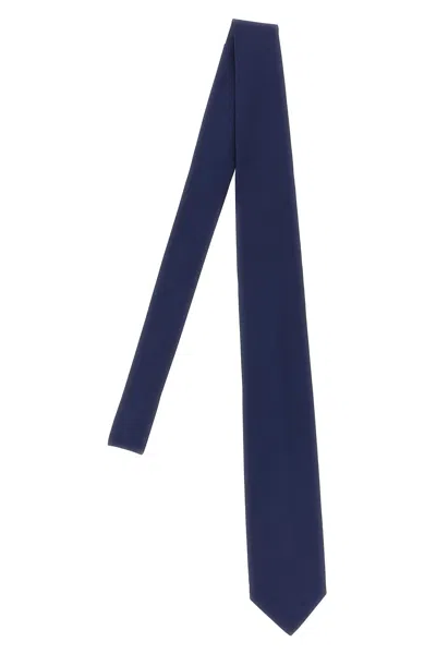Barba Napoli Slim Textured Fabric Tie Design In Blue