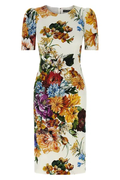 Dolce & Gabbana Bouquet-print Dress In Cretonne In Multi