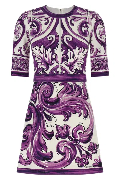 Dolce & Gabbana Majolica Print Mini Dress In Multi