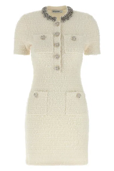Self-portrait Mini Dress With Buttons In White