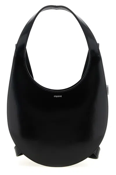 Coperni Swipe Glossy Finish Backpack With Adjustable Strap In Black