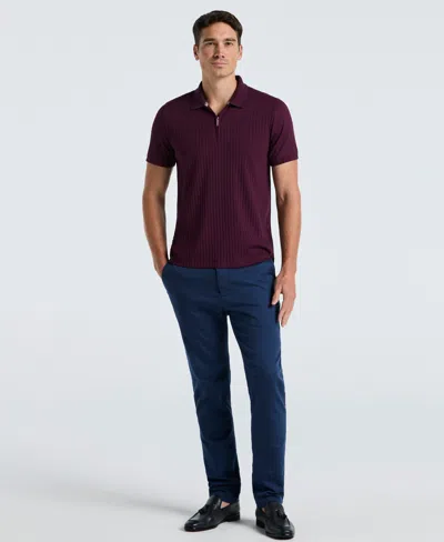 Perry Ellis Men's Ribbed Quarter Zip Polo In Purple