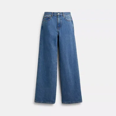 Coach High Rise Denim Jeans In Blue