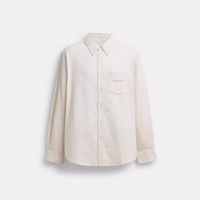 Coach Long Sleeve Button Down Shirt In Sand
