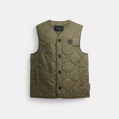 Coach Quilted Vest In Recycled Polyester In Green