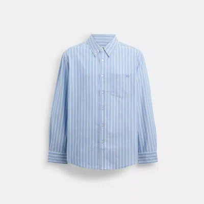 Coach Long Sleeve Button Down Shirt In Blue