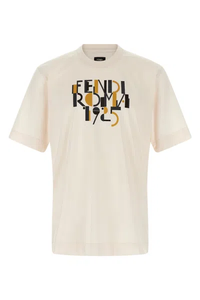 Fendi Roma 1925 Print Cotton T-shirt Clothing In White