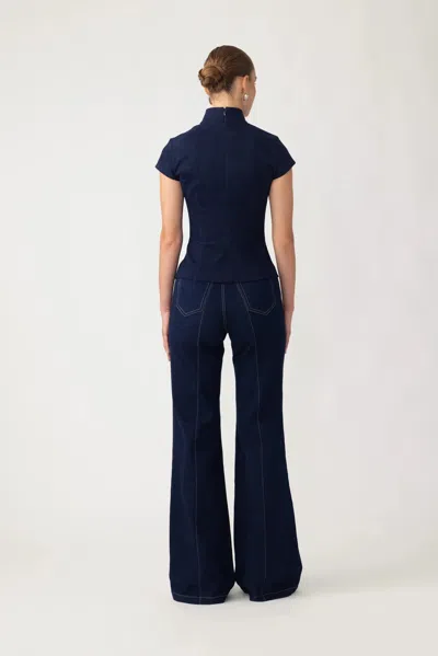 Sau Lee Iris Denim Top In Blue