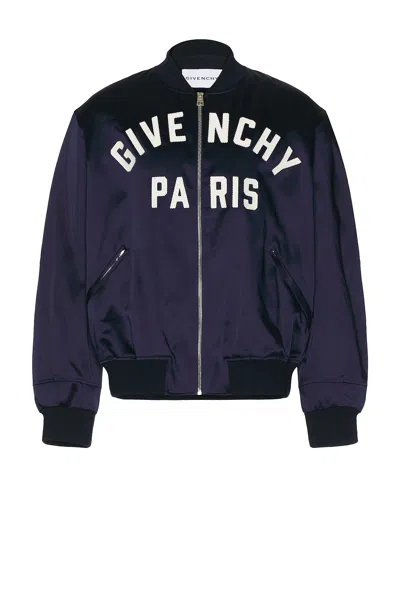 Givenchy Logo Bomber Jacket Puffer Jackets Blue In Multi