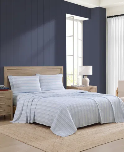 Tommy Hilfiger Printed 200-thread Count Cotton Percale 4-pc. Sheet Set, Queen In Blue