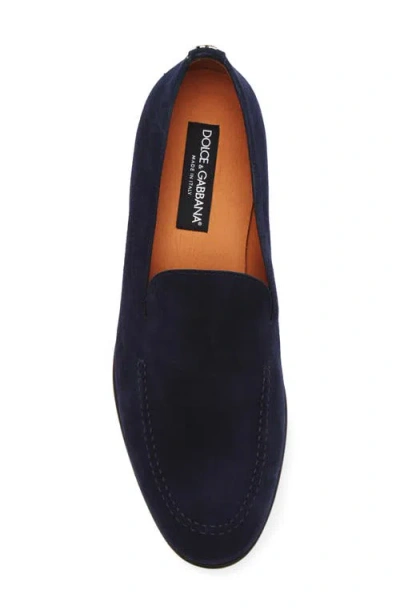 Dolce & Gabbana Logo-embellished Suede Loafers In Blue