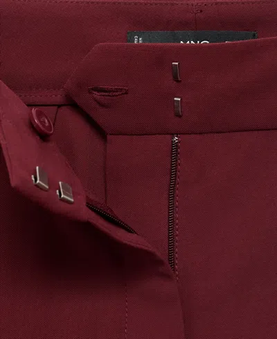 Mango Straight Mid-rise Pants In Burgundy
