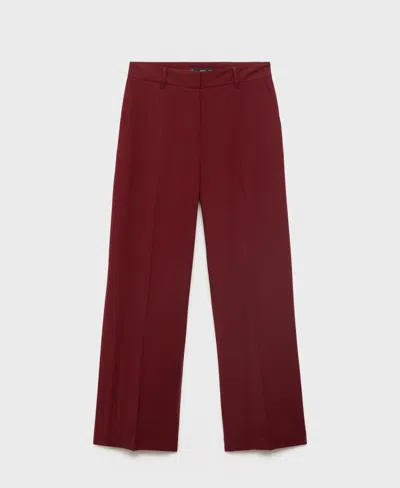 Mango Straight Mid-rise Pants In Burgundy