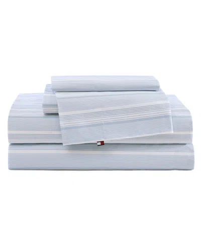 Tommy Hilfiger Printed 200-thread Count Cotton Percale 4-pc. Sheet Set, Queen In Blue