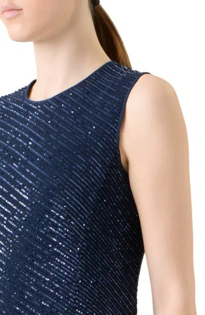 Akris Diagonal Sequined Georgette Gown In Blue