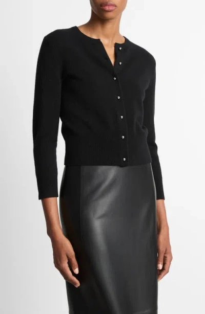 Vince Women's Eyelash Fuzzy Knit Cardigan In Black