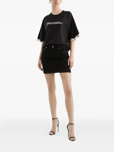 Dolce & Gabbana Jersey T-shirt With Embroidery In Black