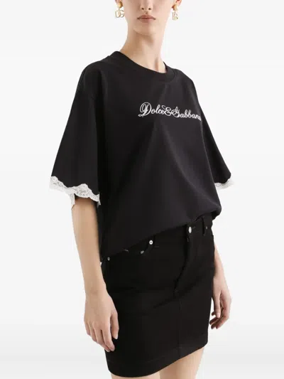 Dolce & Gabbana Jersey T-shirt With Embroidery In Black
