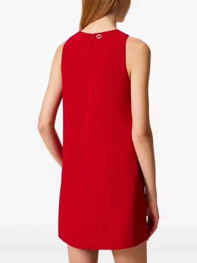 Twinset Robe Courte En Crêpe Cady Avec Chaîne Oval T In Red