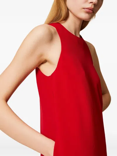 Twinset Robe Courte En Crêpe Cady Avec Chaîne Oval T In Red