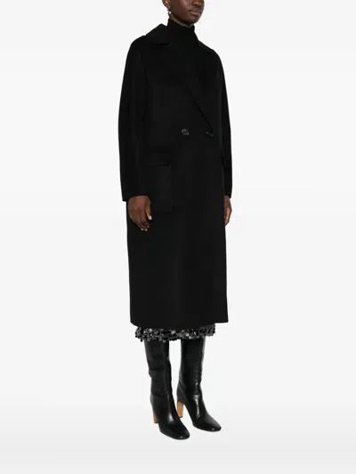 Ottod'ame Belted Double-breasted Coat In Black