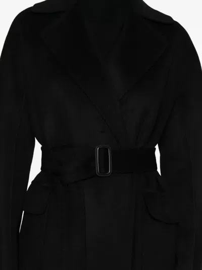 Ottod'ame Belted Double-breasted Coat In Black