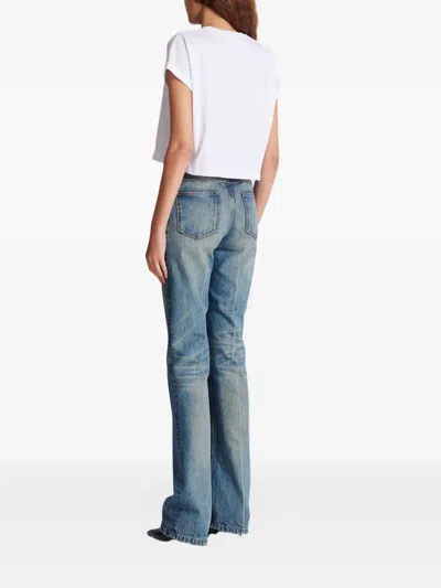 Balmain Logo Short-sleeve Crop T-shirt In White