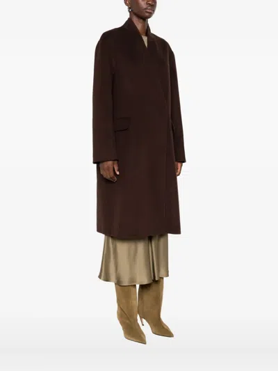 Ottod'ame Belted Coat In Brown