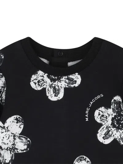 Marc Jacobs Black Dress For Baby Girl With Flowers In Black