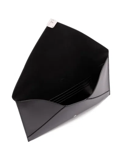 Fendi Large Flat Pouch With Envelope Design And Wrist Strap In Black