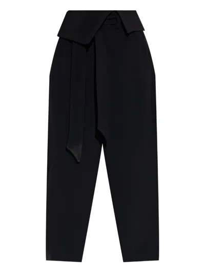 Attico Wrap-effect Belted Trousers In Black
