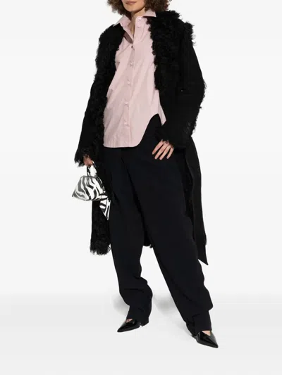 Attico Wrap-effect Belted Trousers In Black