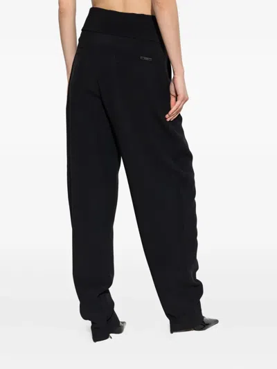 Attico Wrap-effect Belted Trousers In Black