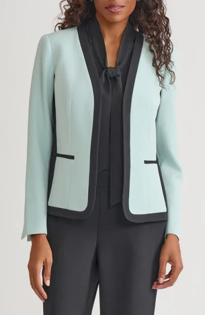 Kasper Contrast Trim Tweed Jacket In Blue